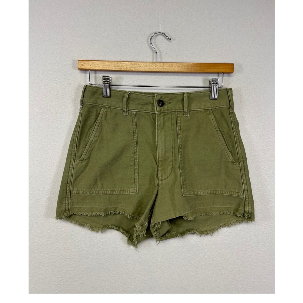 Gorpcore Abercrombie &‎ Fitch Womens 24 Olive Annie High Rise Raw Hem Short